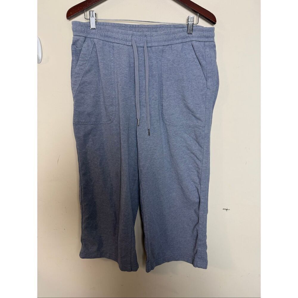 Athleta Fallon Heathered Wide Crop Pants Gray Size 12 Soft Lounge Cozy Wide Leg